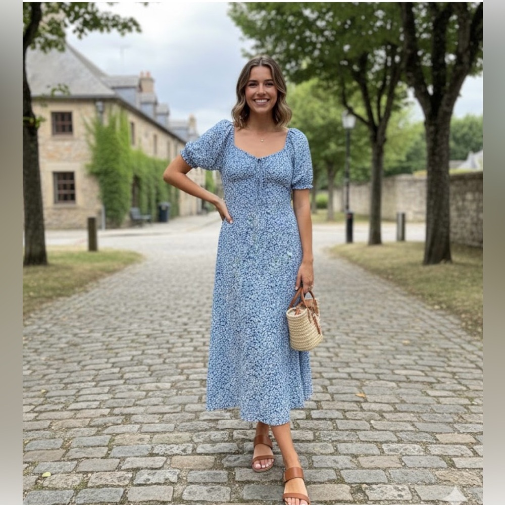 Lulu's Blue Floral Maxi Dress